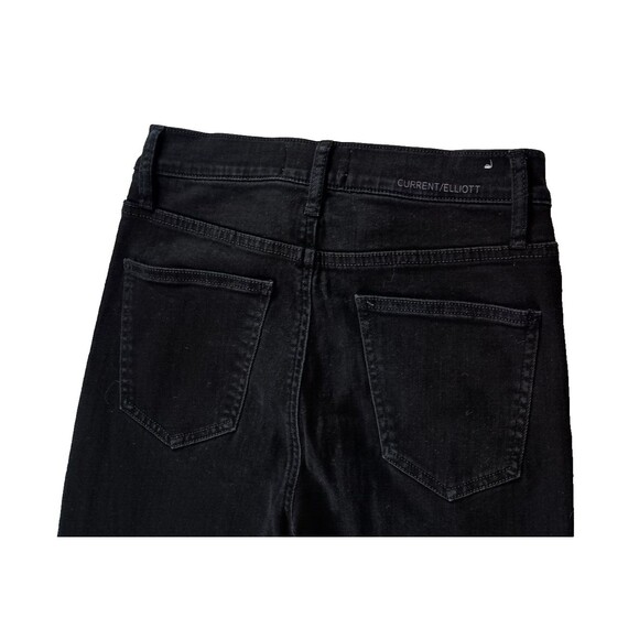 Current Elliott Womens Straight Denim Jeans Black High Waist Raw Hem Size 27 - Picture 9 of 13